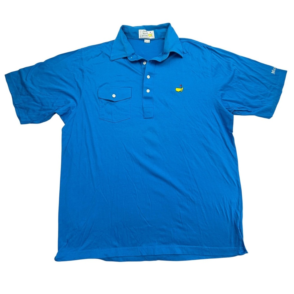 Vintage Slazenger Polo Shirt Mens XL Blue Augusta National Masters Golf Pocket